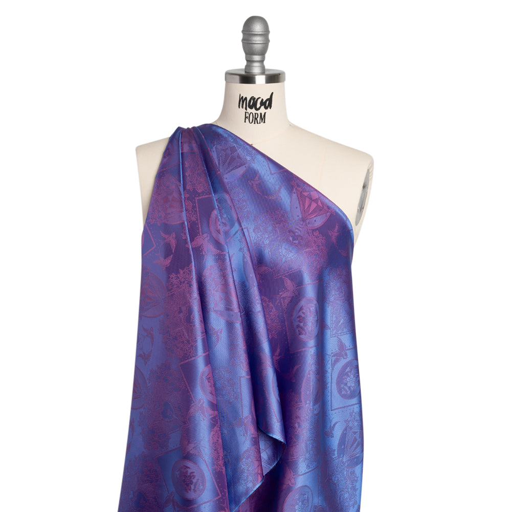 Gems and Doves Jacquard Lining - Purple and Pink Bi-Color