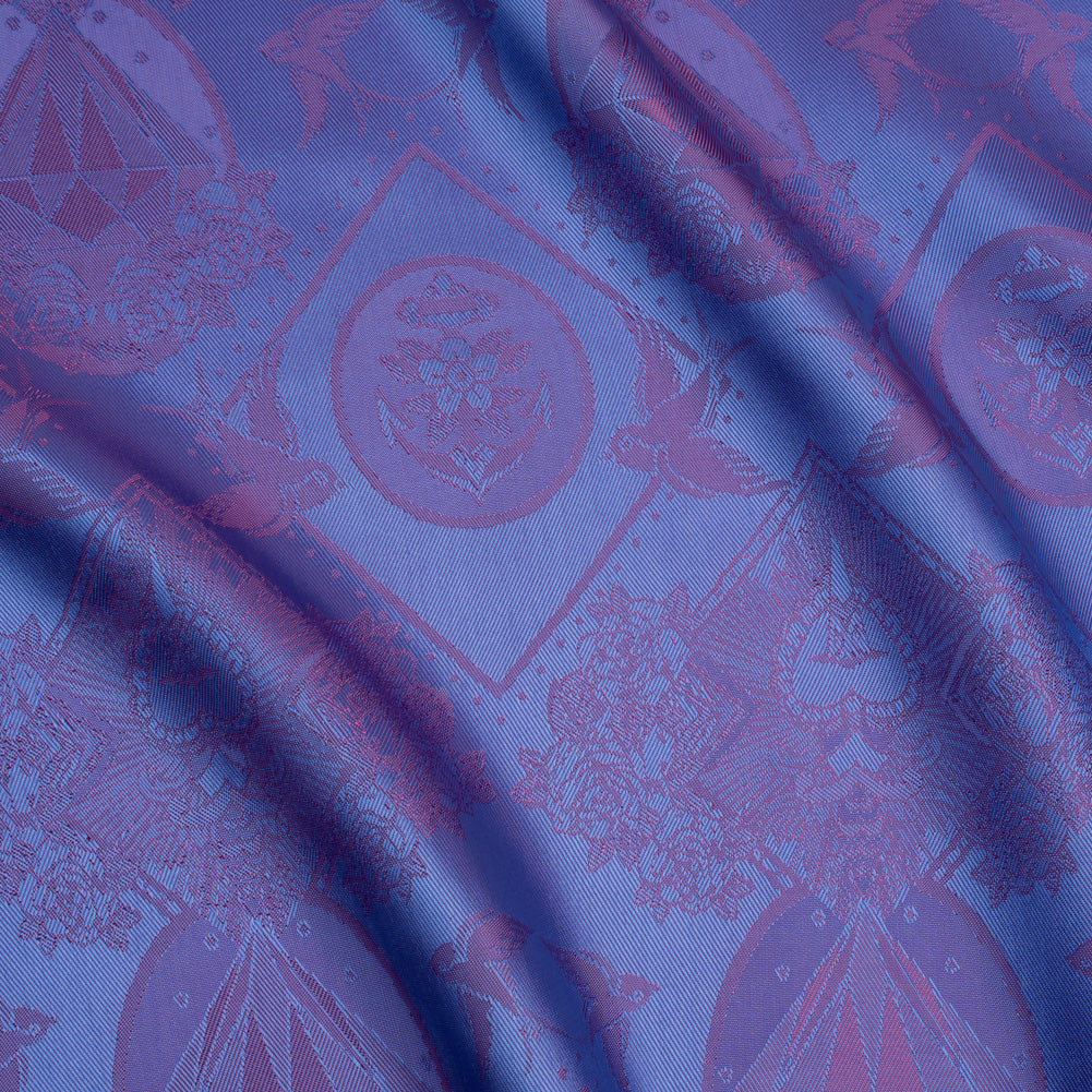 Gems and Doves Jacquard Lining - Purple and Pink Bi-Color