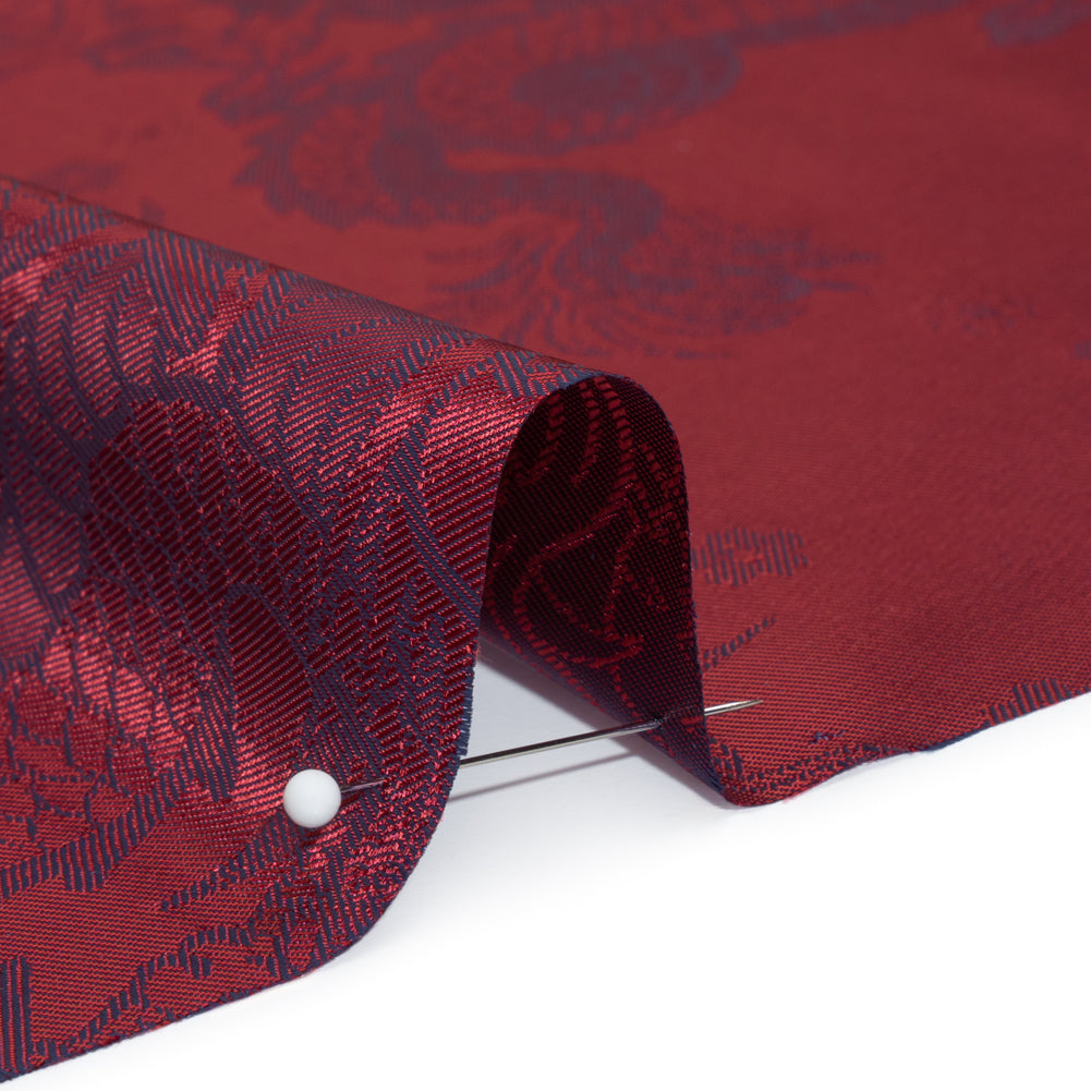 Dragons Jacquard Lining - Wine and Blue Bi-Color