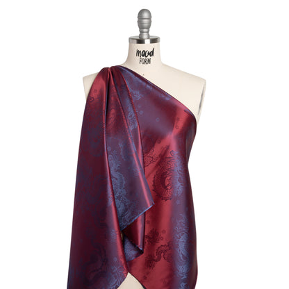 Dragons Jacquard Lining - Wine and Blue Bi-Color