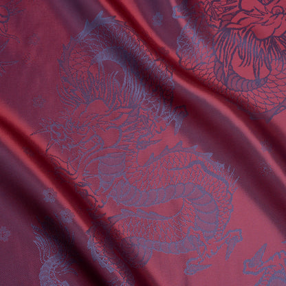 Dragons Jacquard Lining - Wine and Blue Bi-Color
