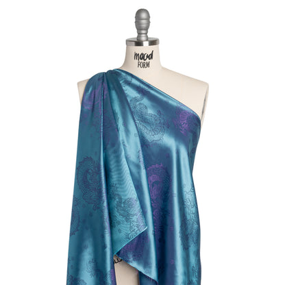 Dragons Jacquard Lining - Aqua and Purple Bi-Color