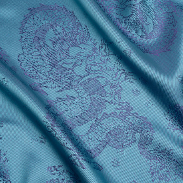 Dragons Jacquard Lining - Aqua and Purple Bi-Color
