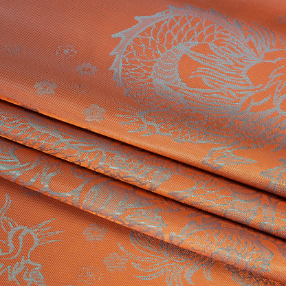 Dragons Jacquard Lining - Orange and Aqua Bi-Color
