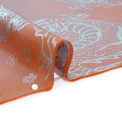 Dragons Jacquard Lining - Orange and Aqua Bi-Color