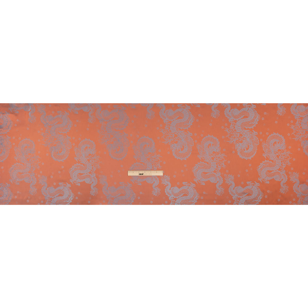 Dragons Jacquard Lining - Orange and Aqua Bi-Color