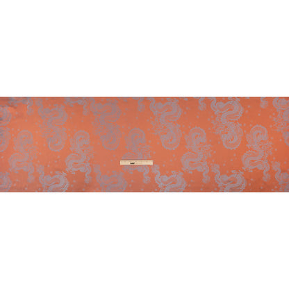 Dragons Jacquard Lining - Orange and Aqua Bi-Color