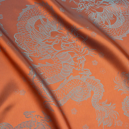 Dragons Jacquard Lining - Orange and Aqua Bi-Color