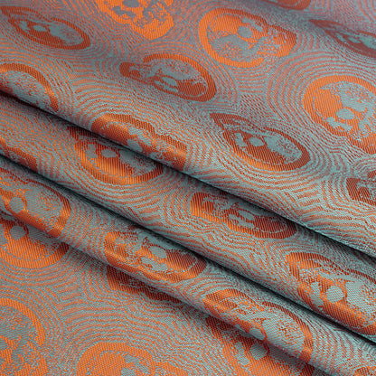 Skulls Jacquard Lining - Orange and Aqua Bi-Color