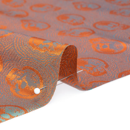 Skulls Jacquard Lining - Orange and Aqua Bi-Color