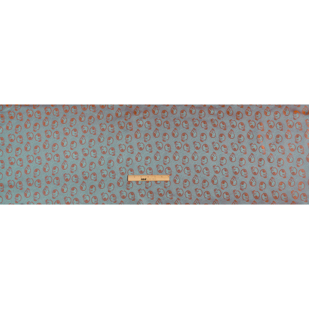 Skulls Jacquard Lining - Orange and Aqua Bi-Color