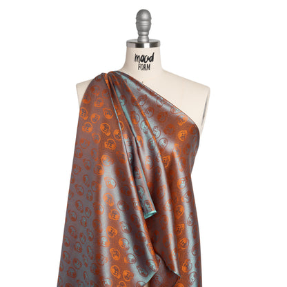Skulls Jacquard Lining - Orange and Aqua Bi-Color