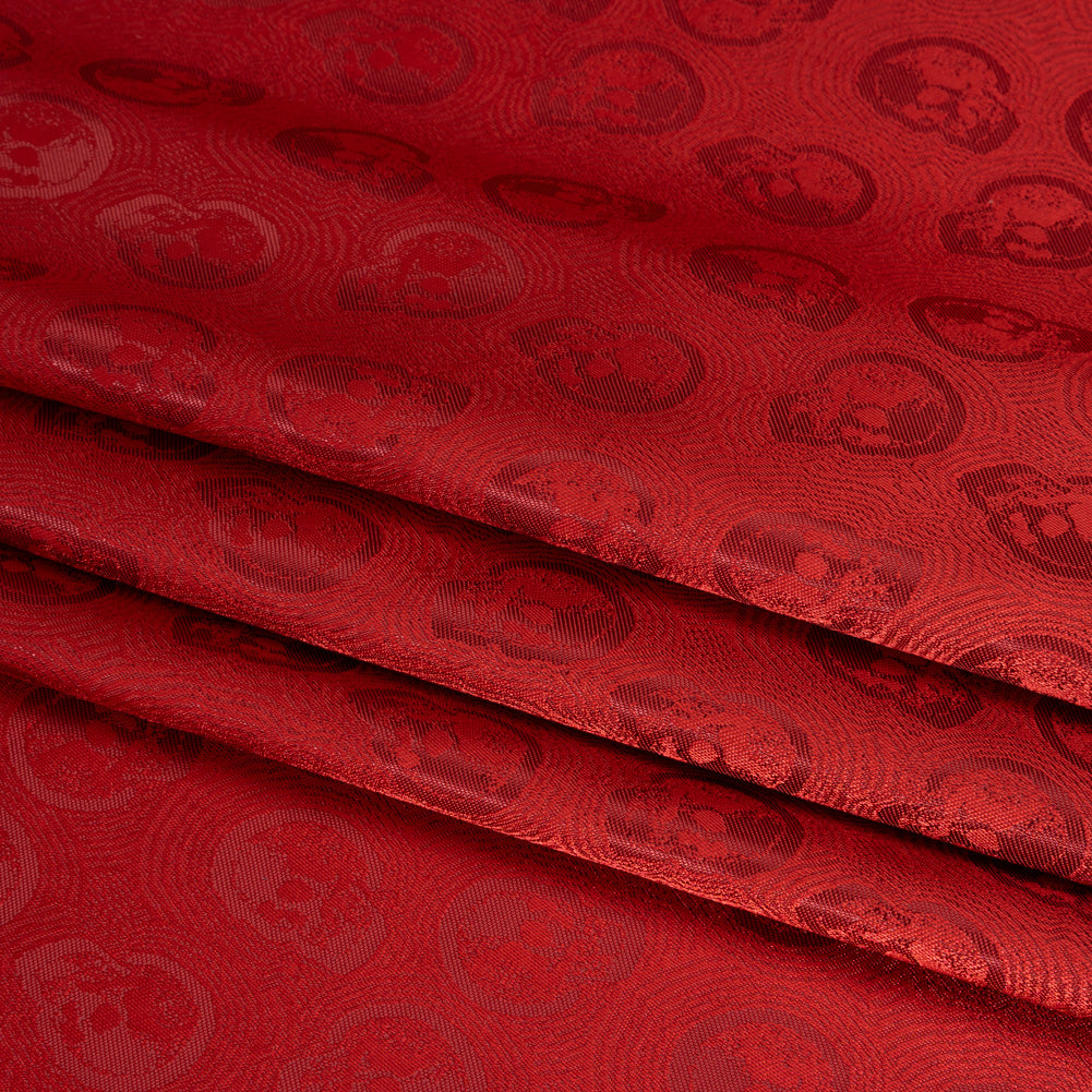 Skulls Jacquard Lining - Red and Maroon Bi-Color