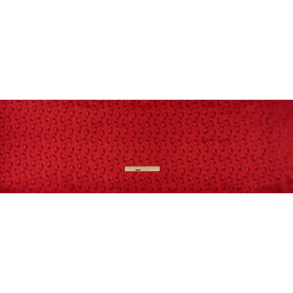 Skulls Jacquard Lining - Red and Maroon Bi-Color