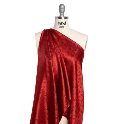 Skulls Jacquard Lining - Red and Maroon Bi-Color