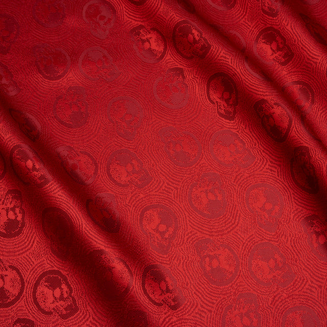 Skulls Jacquard Lining - Red and Maroon Bi-Color