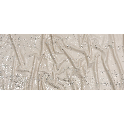 Two-Tone Flippable Baby Sequins on Mesh - Pale Beige and Silver - Deadstock Full