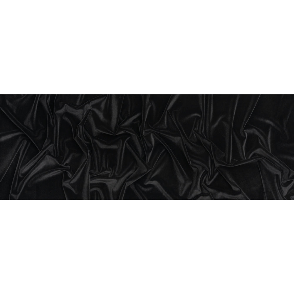Stretch Polyester Velour - Black - Deadstock Full