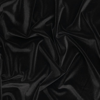 Stretch Polyester Velour - Black - Deadstock