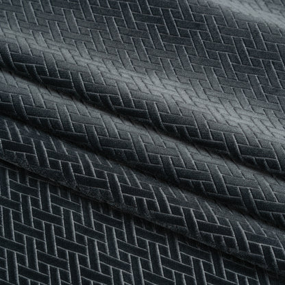 Embossed Polyester Velvet - Gray Woven Lattice - Deadstock Folded