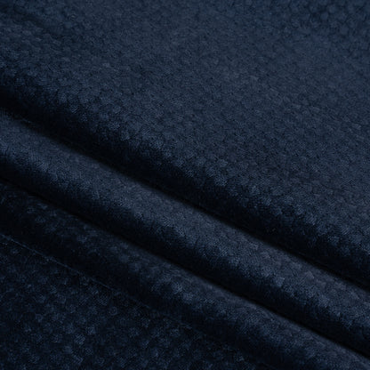 Embossed Polyester Velvet - Navy Little Squares - Deadstock Folded