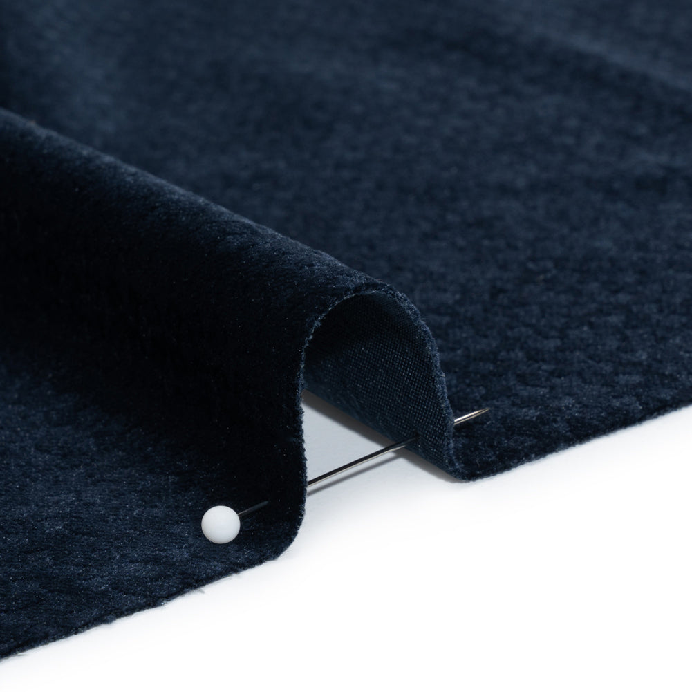 Embossed Polyester Velvet - Navy Little Squares - Deadstock Detail
