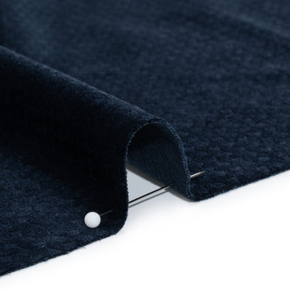 Embossed Polyester Velvet - Navy Little Squares - Deadstock Detail