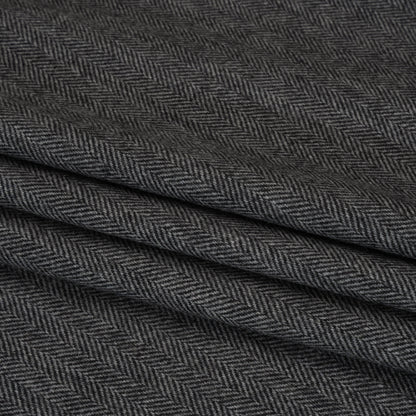 Wool Blend Twill Coating - Black and WHite Herringbone - Deadstock Folded