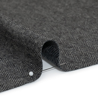 Wool Blend Twill Coating - Black and WHite Herringbone - Deadstock Detail