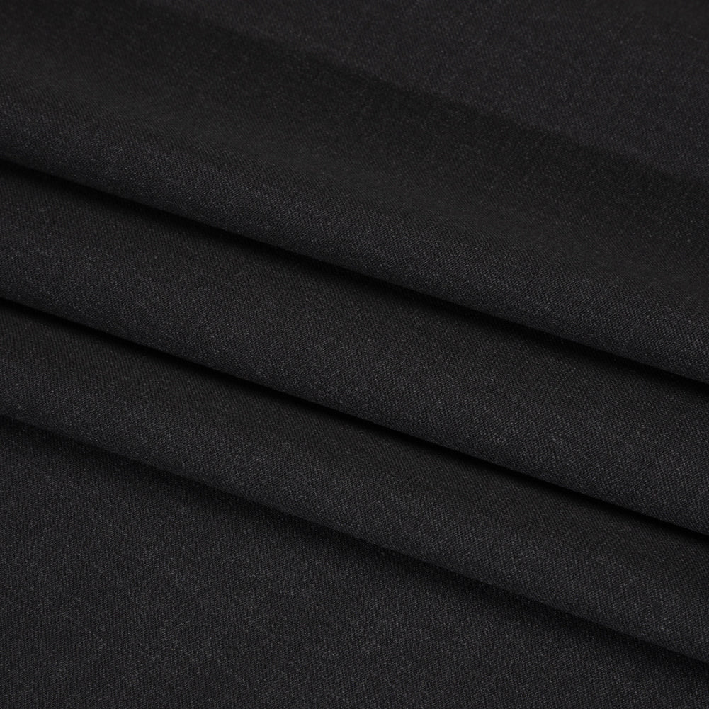 Stretch Wool Suiting - Heathered Black - Deadstock Folded