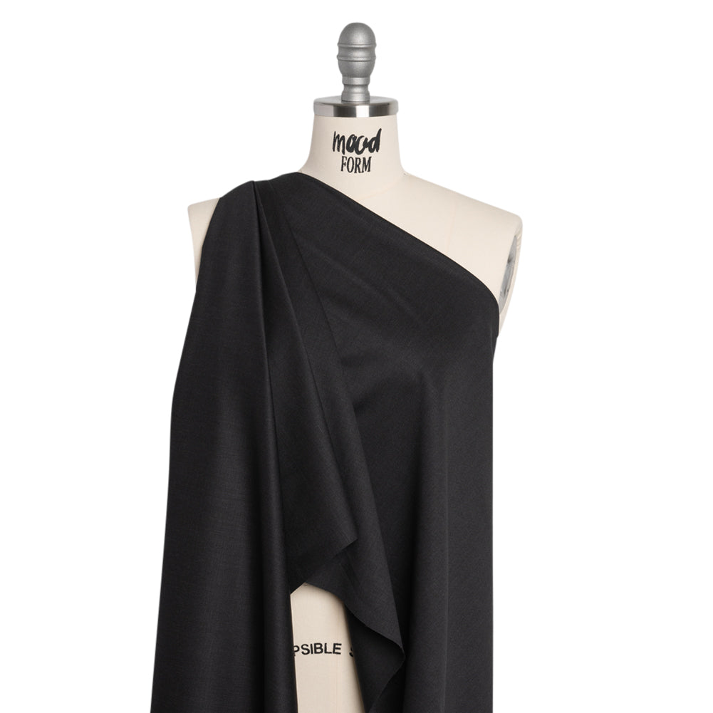 Stretch Wool Suiting - Heathered Black - Deadstock Drape