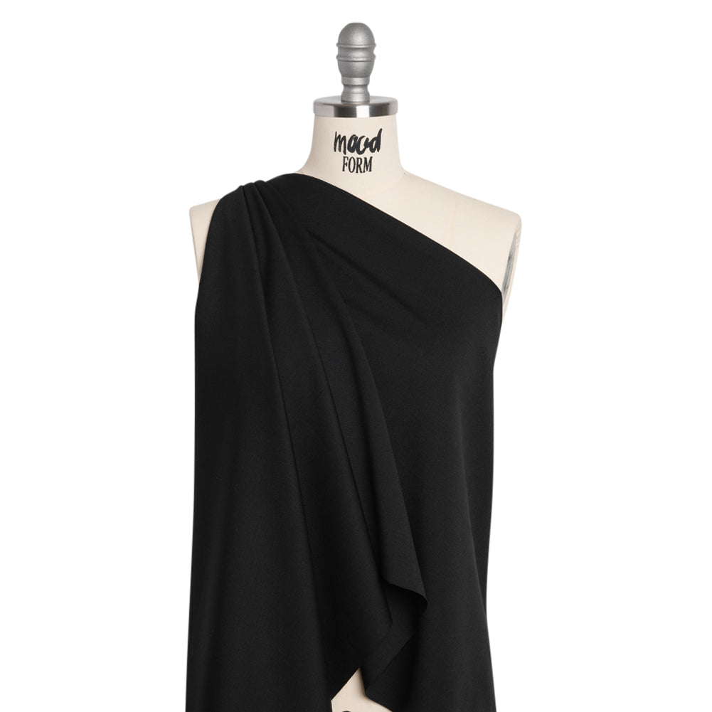 Stretch Creped Wool Suiting - Black - Deadstock Drape