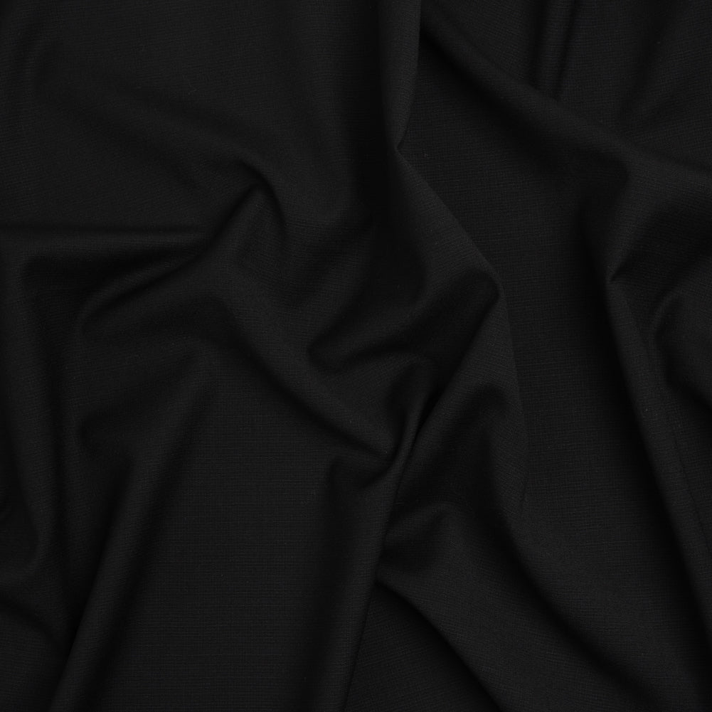 Stretch Creped Wool Suiting - Black - Deadstock