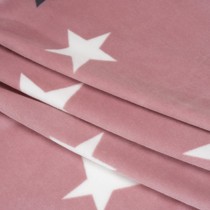 Stretch Polyester Minky Fleece - Dusty Pink, White and Gray Stars - Deadstock