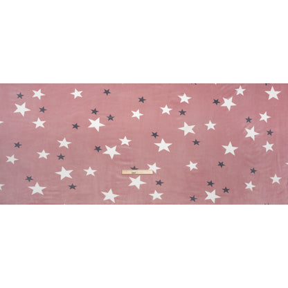 Stretch Polyester Minky Fleece - Dusty Pink, White and Gray Stars - Deadstock