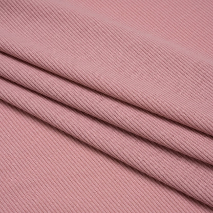 Stretch Polyester 2x2 Rib Knit - Dusty Rose Pink - Deadstock