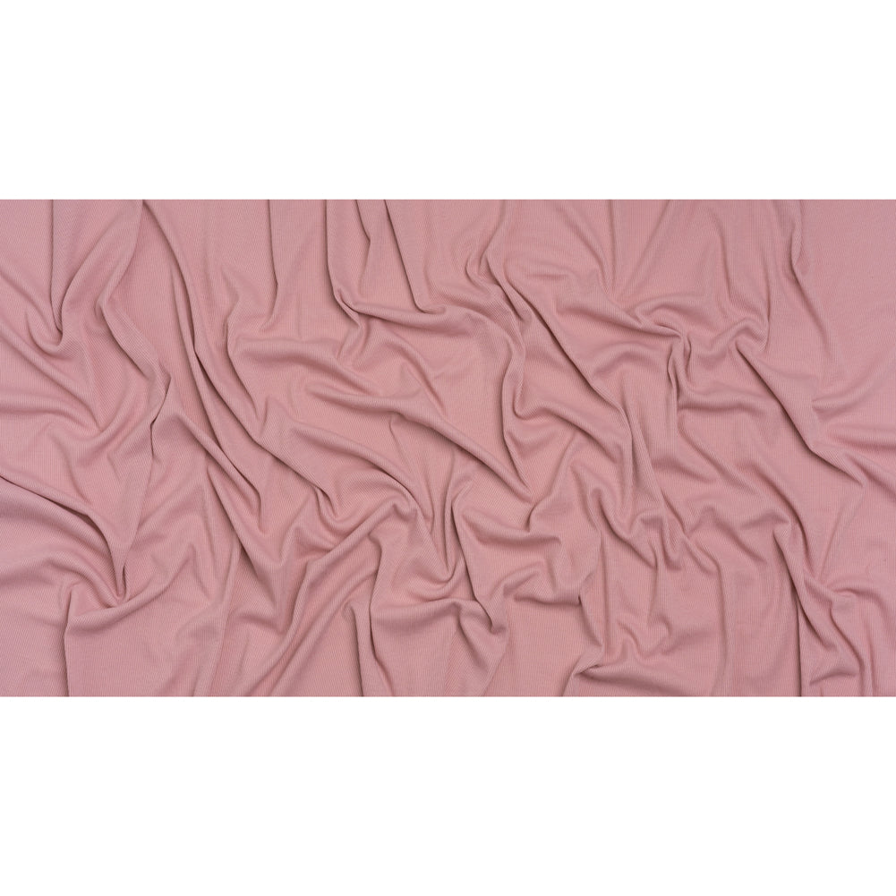 Stretch Polyester 2x2 Rib Knit - Dusty Rose Pink - Deadstock