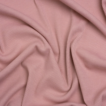 Stretch Polyester 2x2 Rib Knit - Dusty Rose Pink - Deadstock