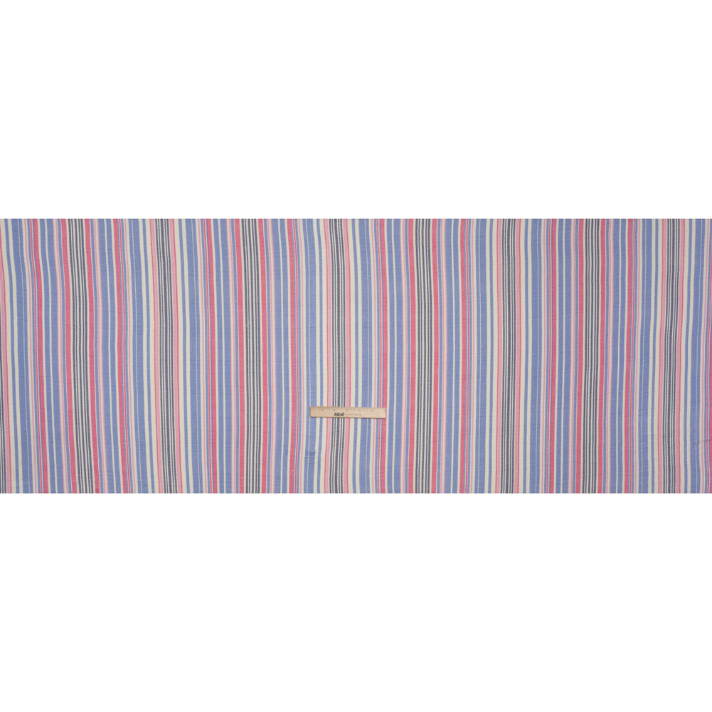 Stretch Rayon Jersey - Pink, Blue and Cream Stripes - Deadstock - Full