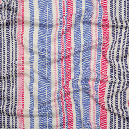 Stretch Rayon Jersey - Pink, Blue and Cream Stripes - Deadstock