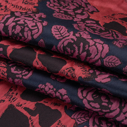 Floral and Skull Brocade - Navy, Red and Magenta - Mood Exclusive