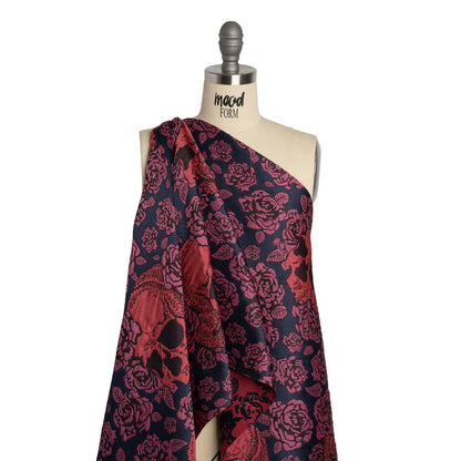 Floral and Skull Brocade - Navy, Red and Magenta - Mood Exclusive