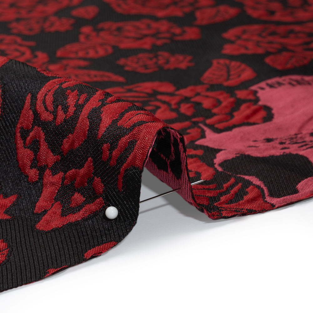 Floral and Skull Brocade - Black and Red - Mood Exclusive
