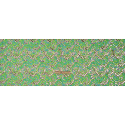 Swirls Luxury Brocade - Neon Green, Sky Blue and Metallic Gold