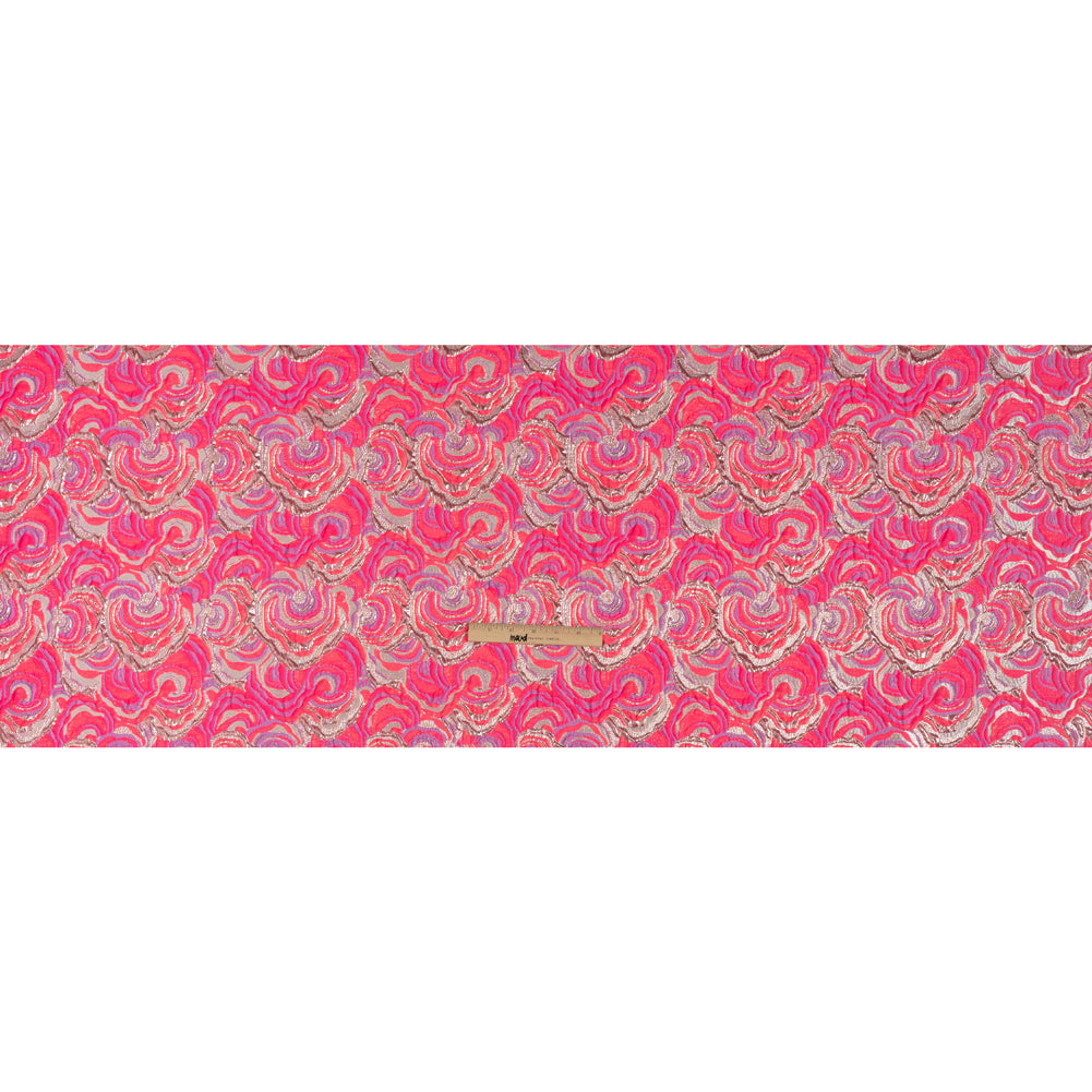 Swirls Luxury Brocade - Neon Pink, Purple and Metallic Rose Gold