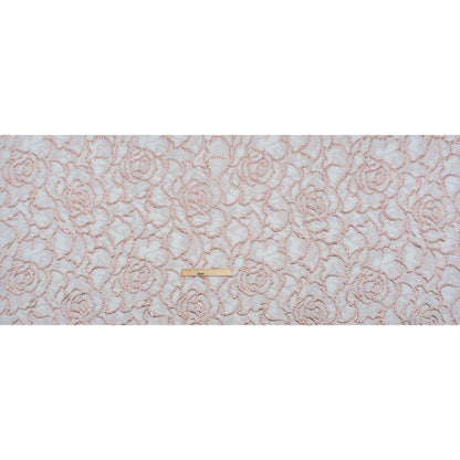Rose Outlines Cutwork Luxury Brocade - Metallic Rose Gold and Pale Blue Gray