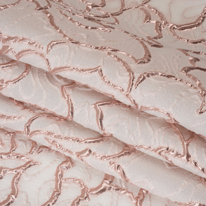 Rose Outlines Cutwork Luxury Brocade - Metallic Rose Gold and Pale Pink
