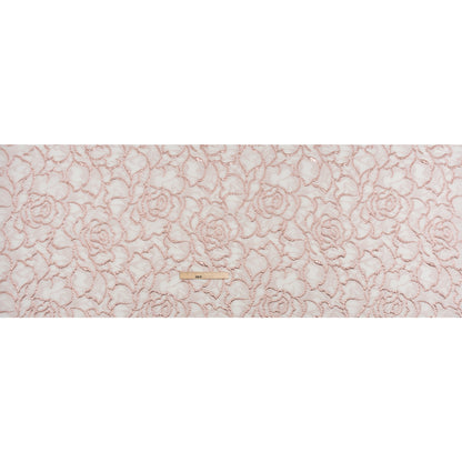 Rose Outlines Cutwork Luxury Brocade - Metallic Rose Gold and Pale Pink