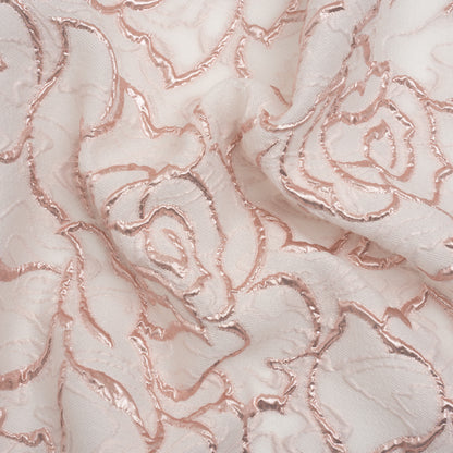 Rose Outlines Cutwork Luxury Brocade - Metallic Rose Gold and Pale Pink