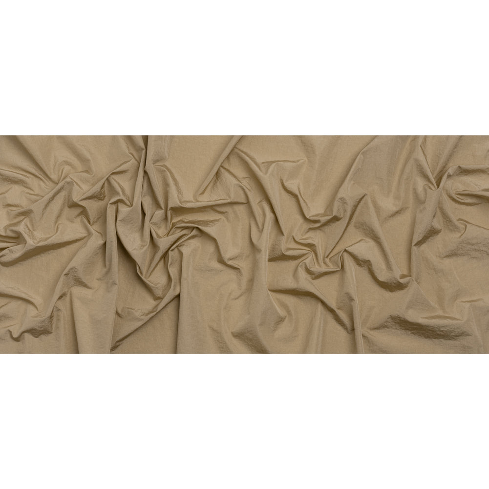 Crinkled Nylon Taffeta - Hummus Beige - Deadstock